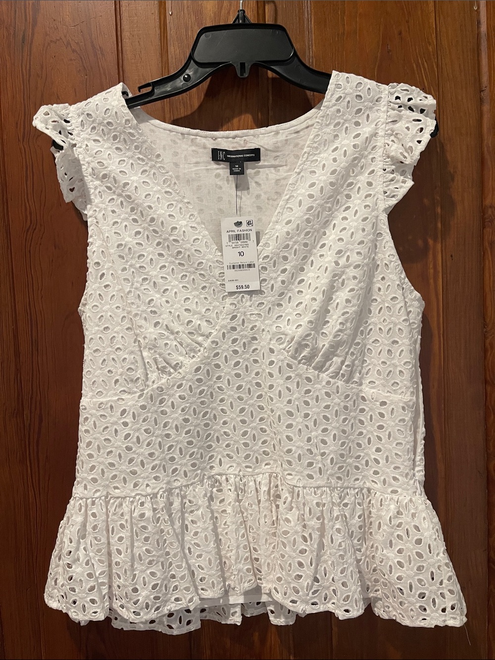 INC International Concepts White Eyelet Blouse